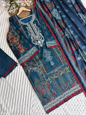 Peacock print Pakistani suit by B LAWNS
