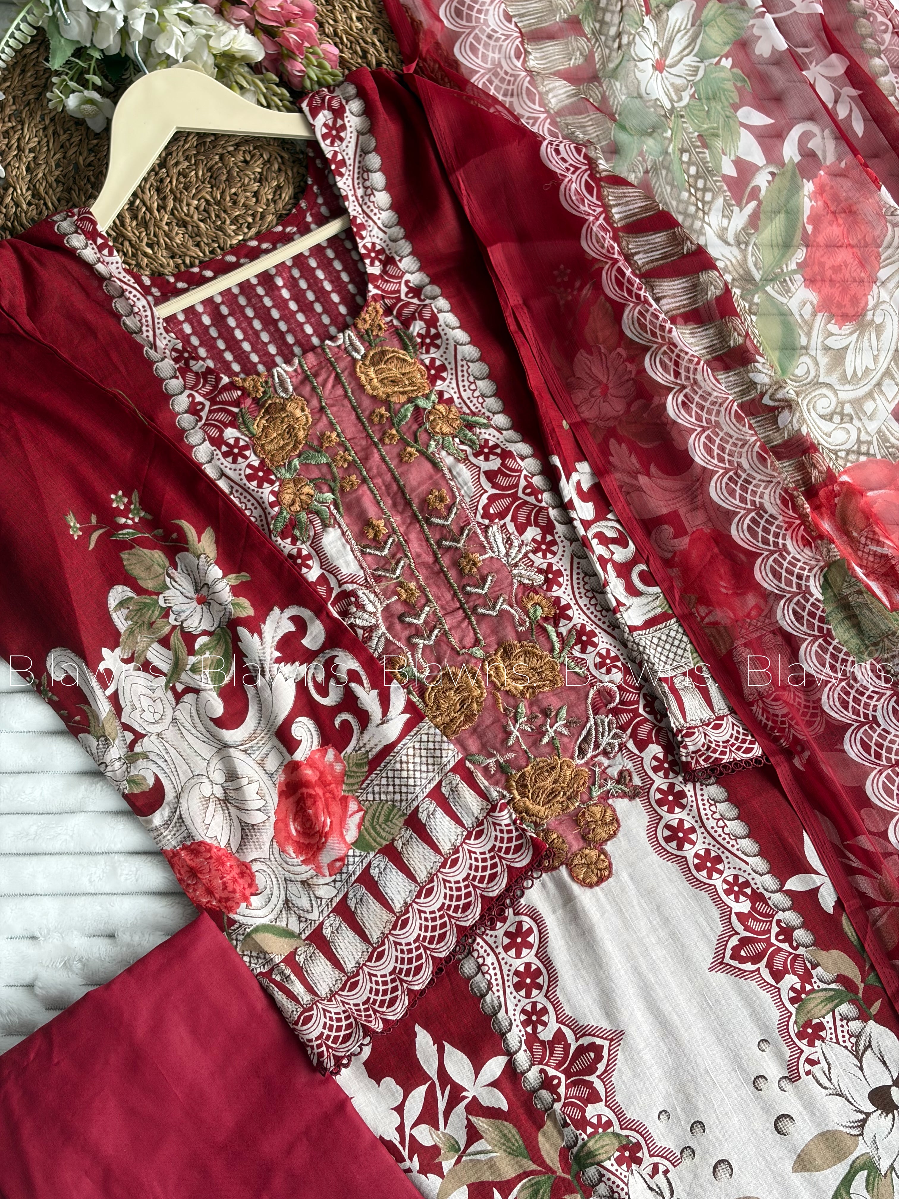 Cotton printed unstitched suit set