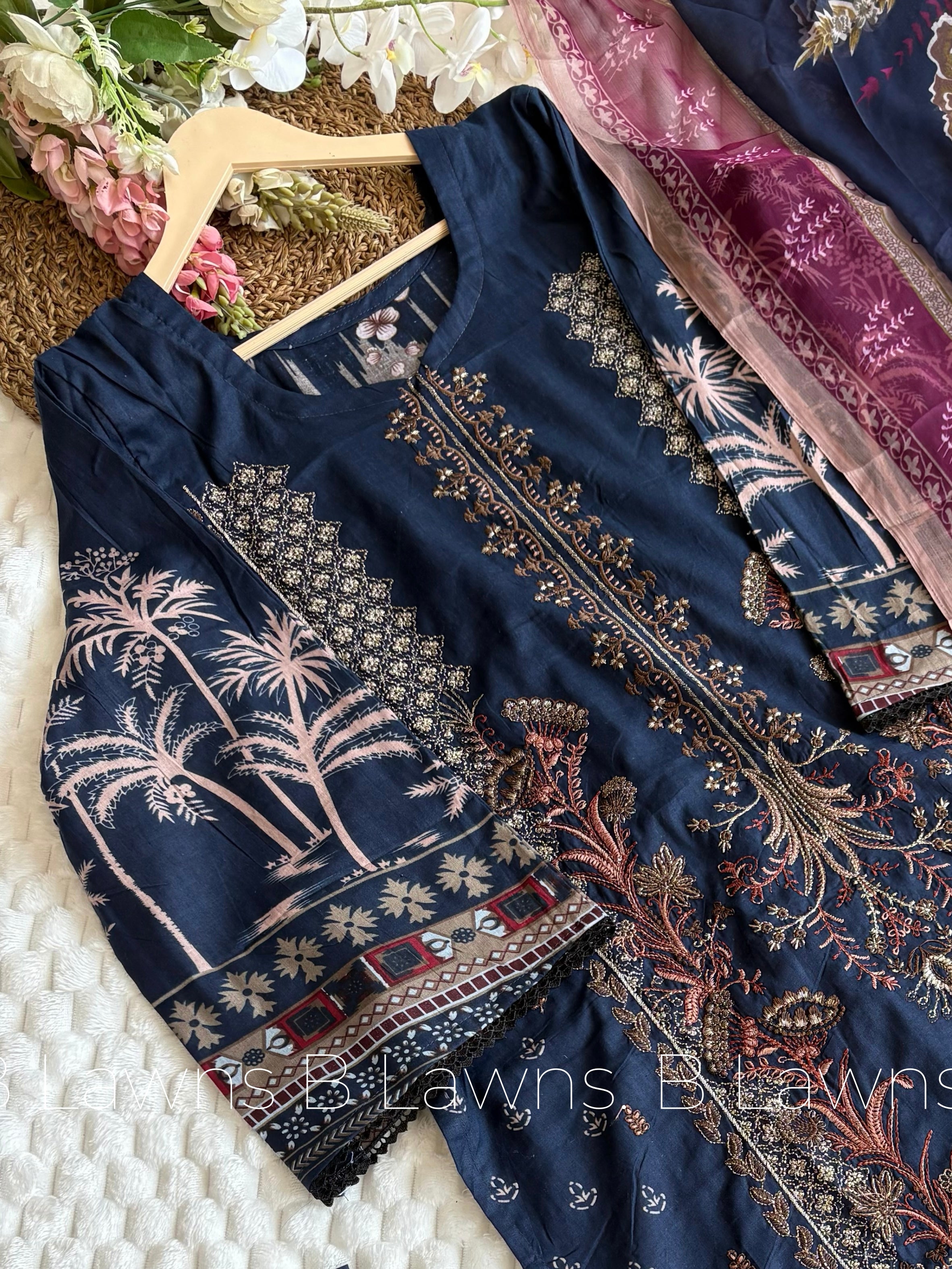 Embroidered stitched Pakistani suit