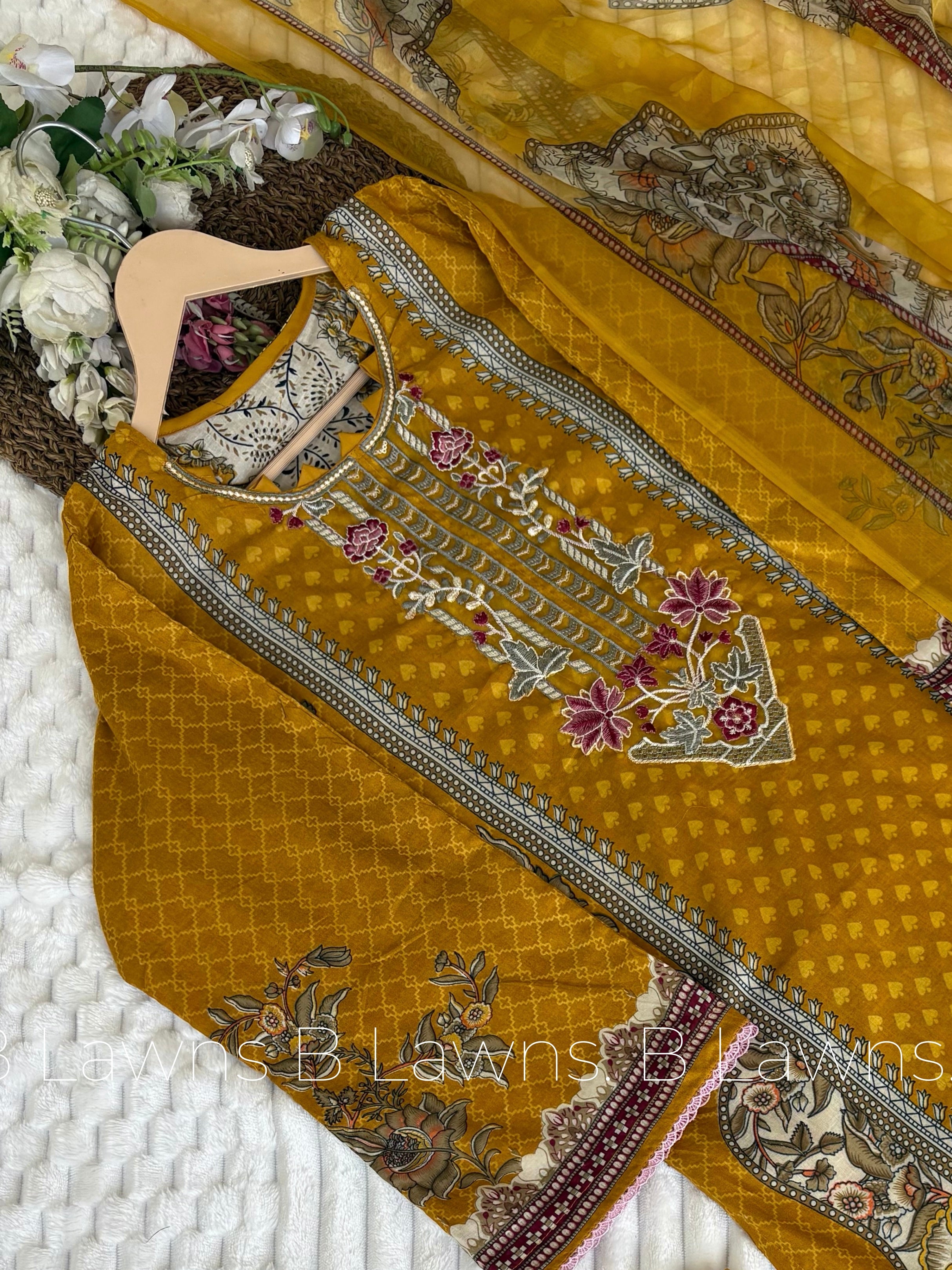 Cotton printed unstitched suit set