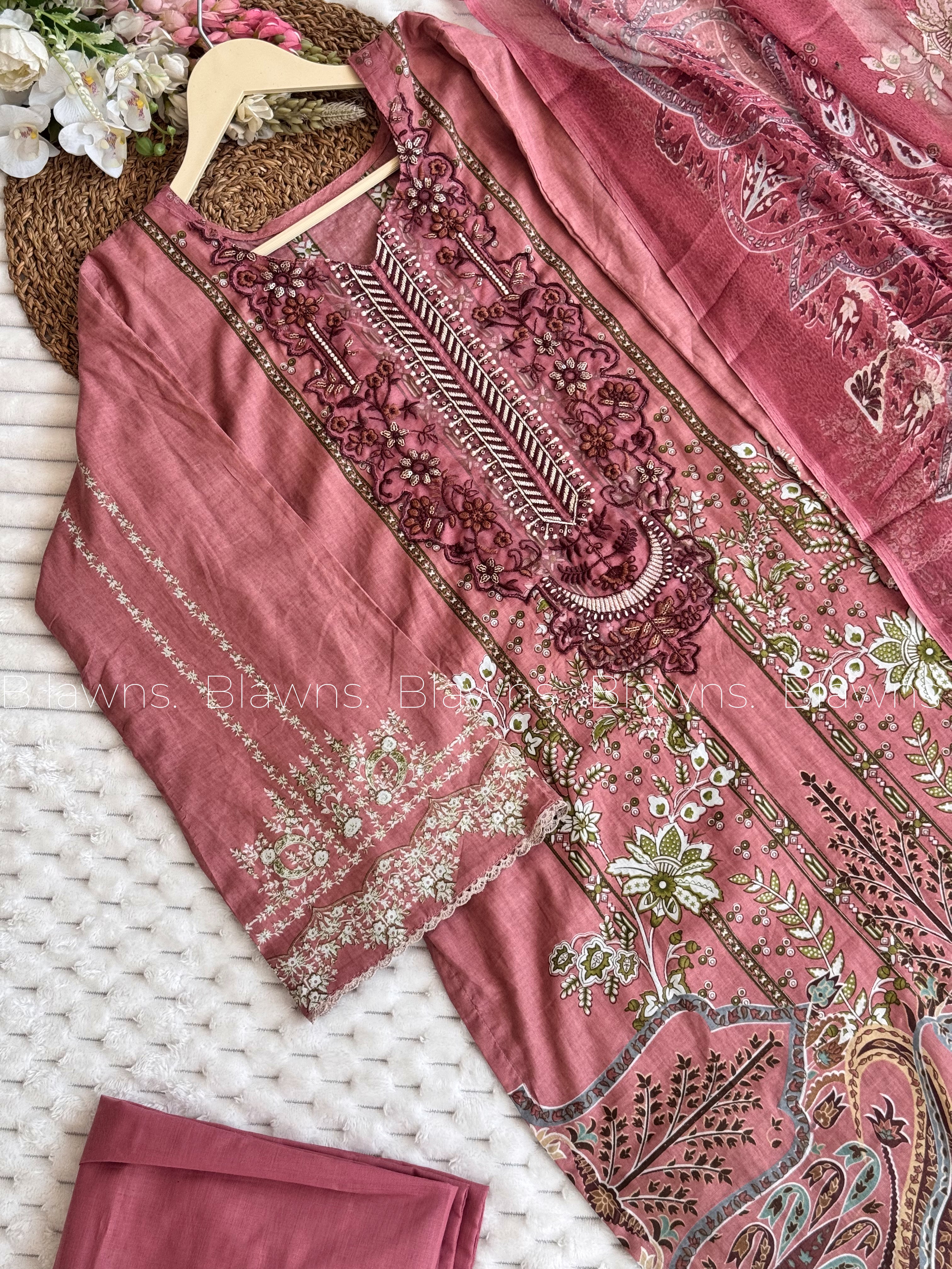 Cotton printed stitched suit set
