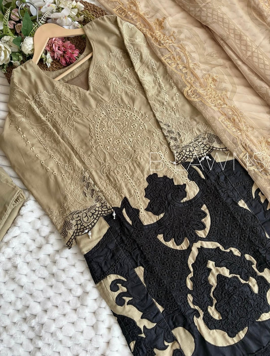 Cotton chikankari embroidered suit set