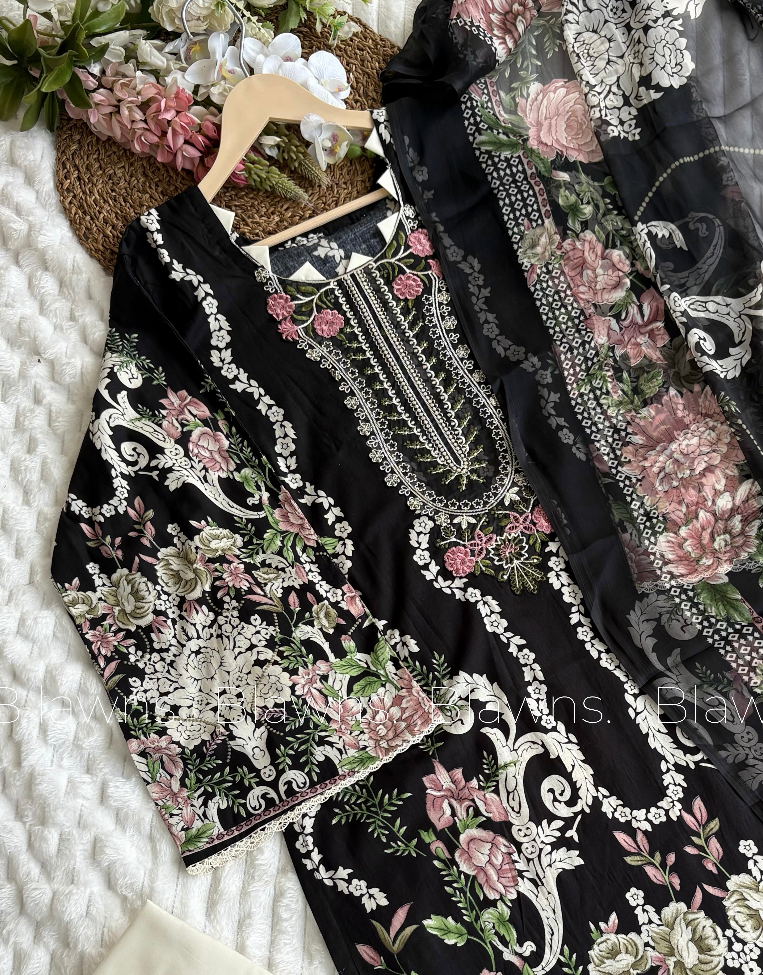 Cotton embroidery Pakistani stitched without lining suit
