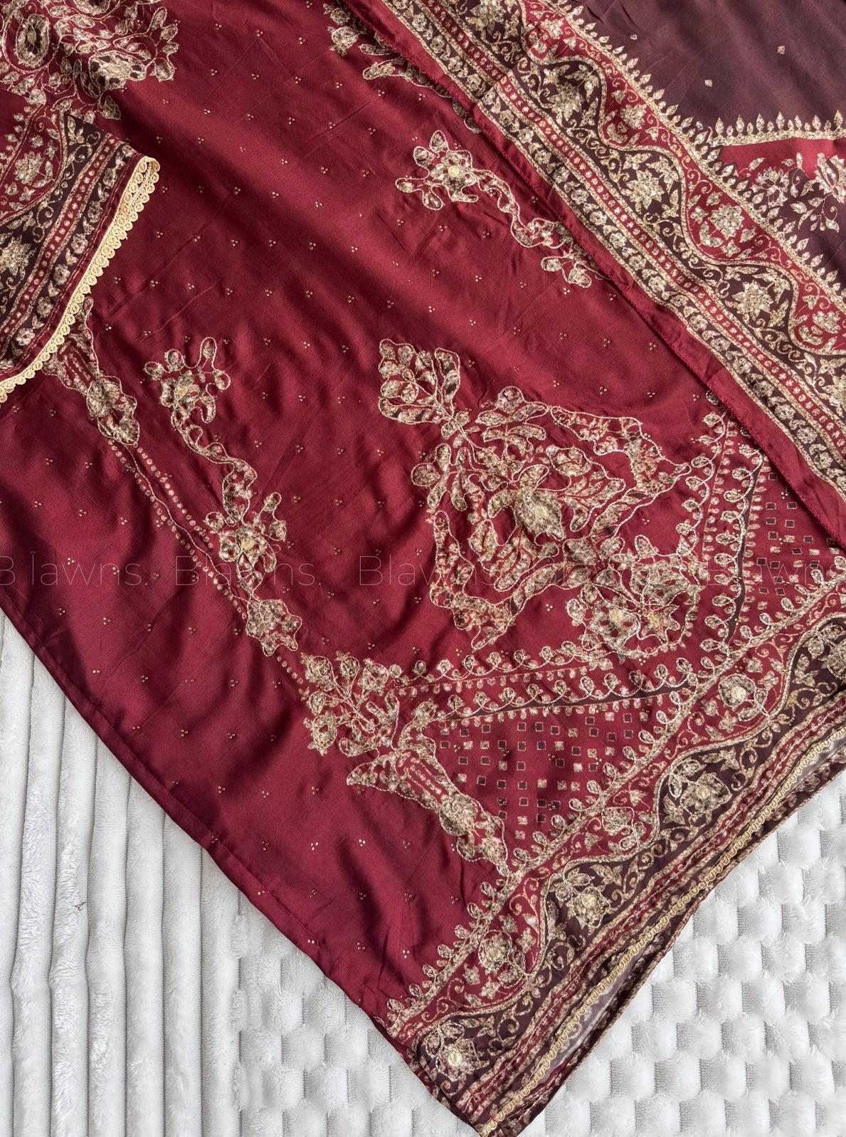 Cherry red Muslin suit set
