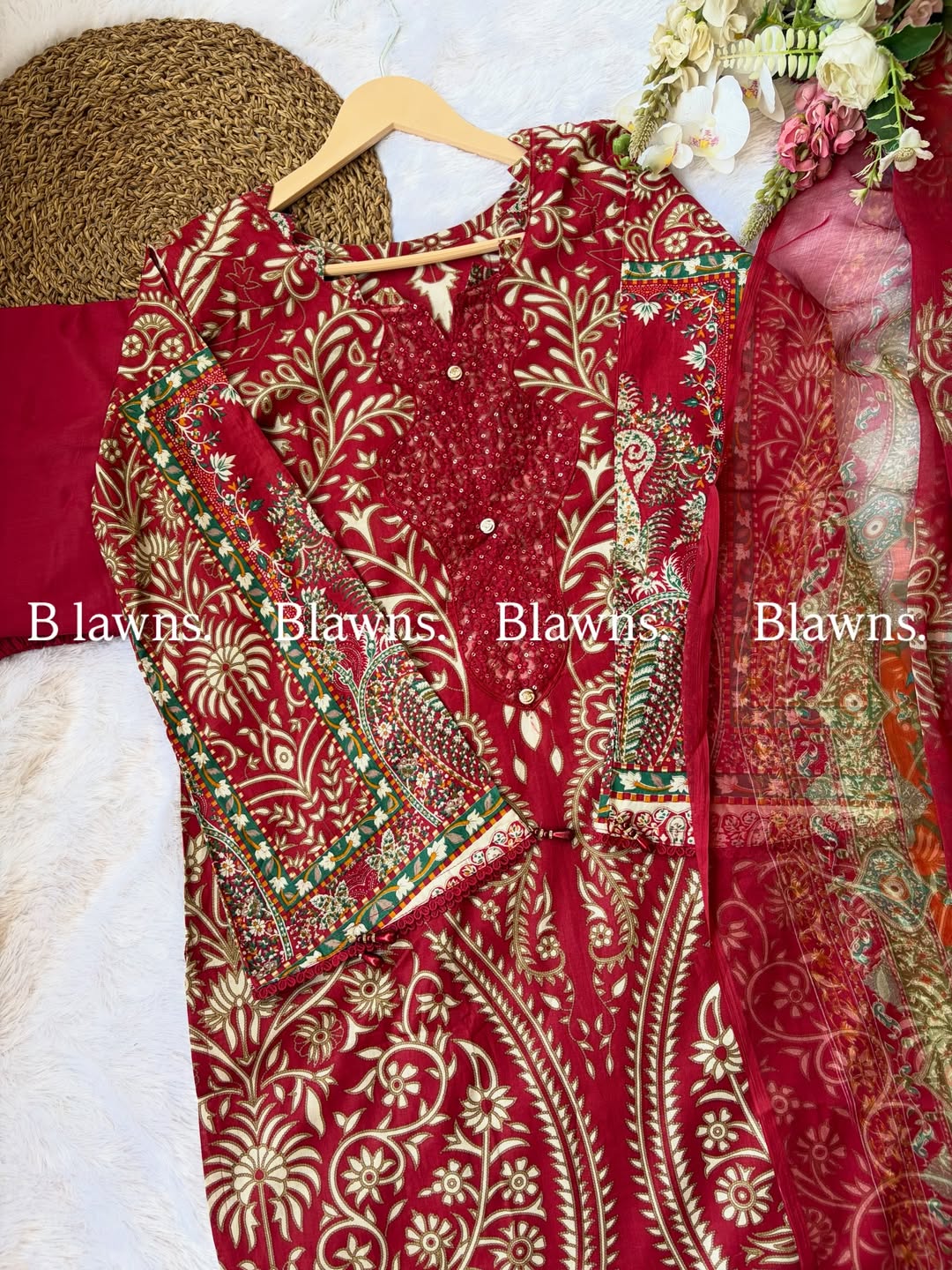 Cotton printed pakistani stitched suit with lining