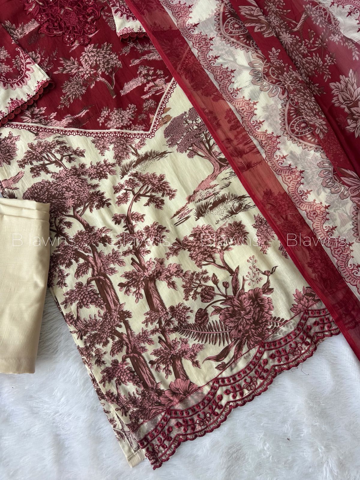Embroidered Pakistani Suit with Chiffon Dupatta – BLW-16