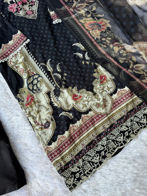 Readymade Pakistani suit with cotton top and chiffon dupatta - BLW-17