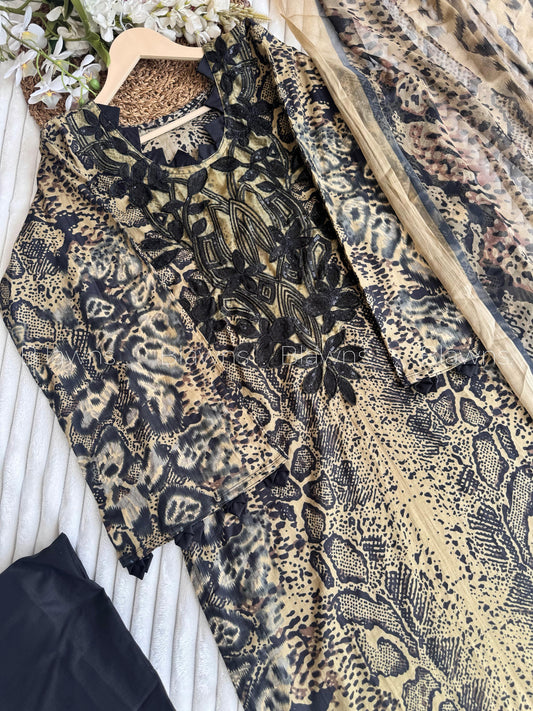 Embroidered Pakistani Unstitched Lawn Suit with Chiffon/Cotton Dupatta – BLW-1026