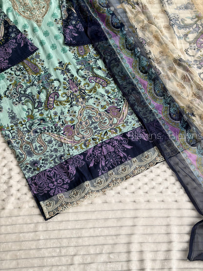 Embroidered Pakistani stitched Lawn Suit with Chiffon Dupatta BLW-