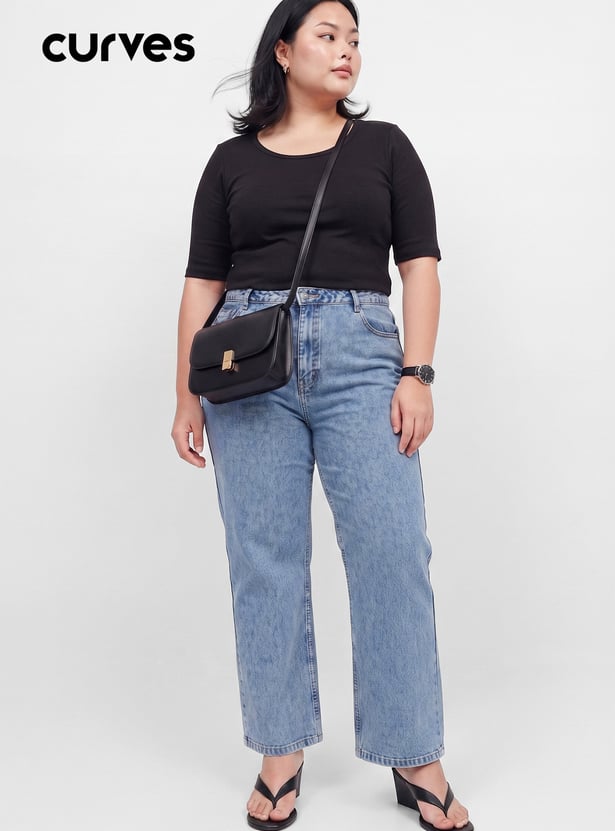 Women Acidwashed Wide Leg Jeans