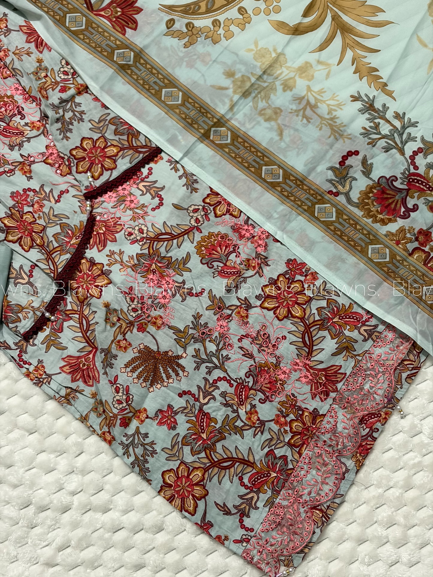 Cotton embroidered Pakistani stitched suit  set