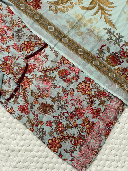 Cotton embroidered Pakistani stitched suit  set