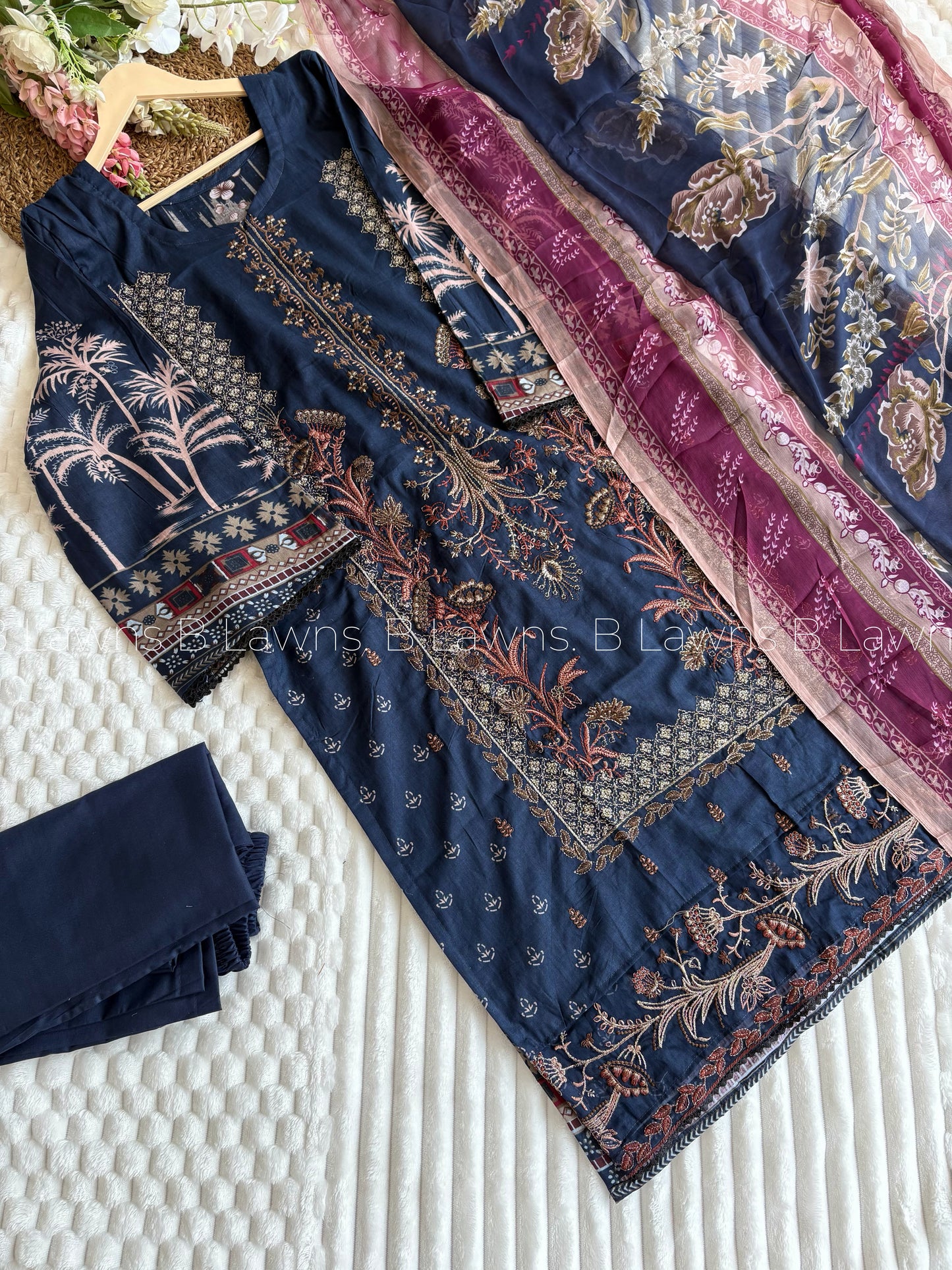 Embroidered stitched Pakistani suit