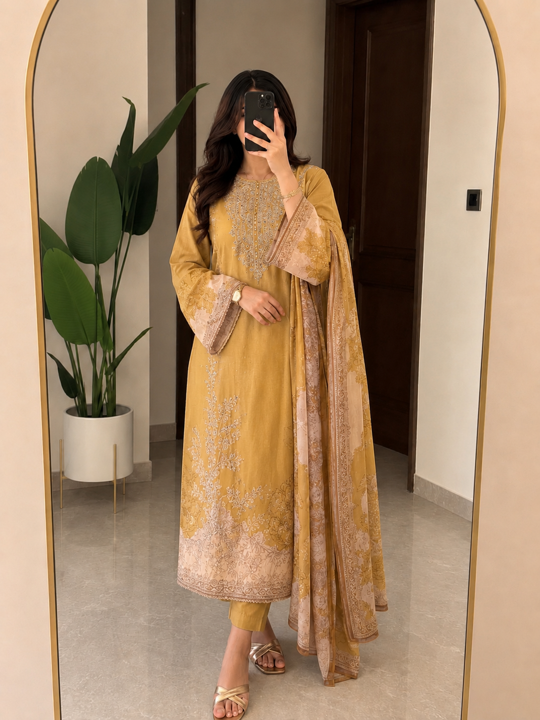 Mustard muslin suit