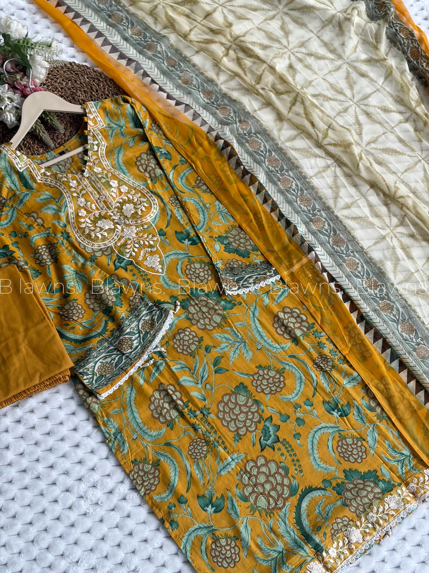 Embroidered Pakistani stitched Lawn Suit with Chiffon Dupatta BLW-