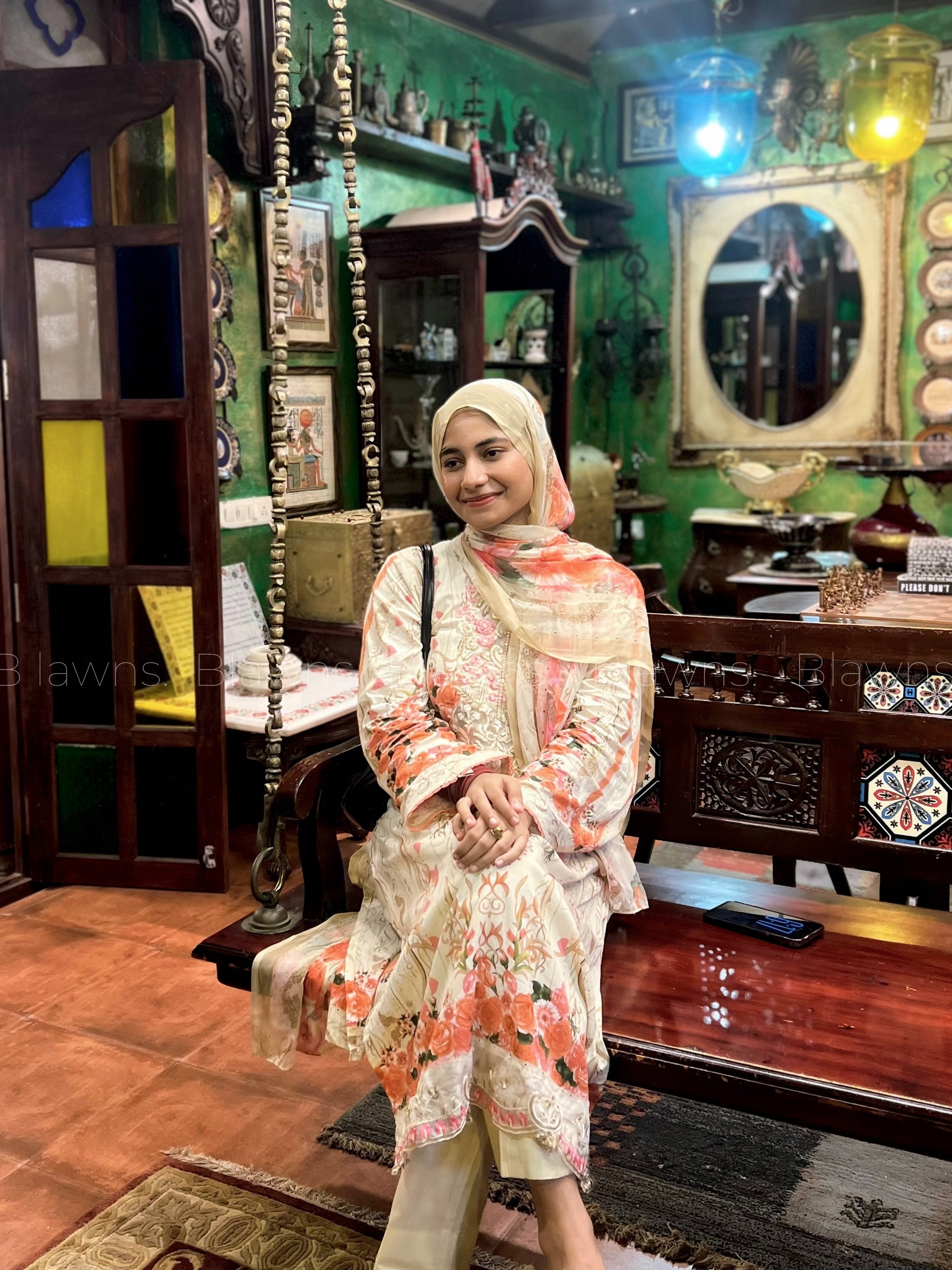 Cotton printed Pakistani suit set with lining