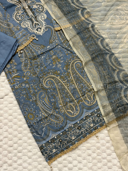 Embroidered Pakistani stitched Lawn Suit with Chiffon Dupatta BLW-