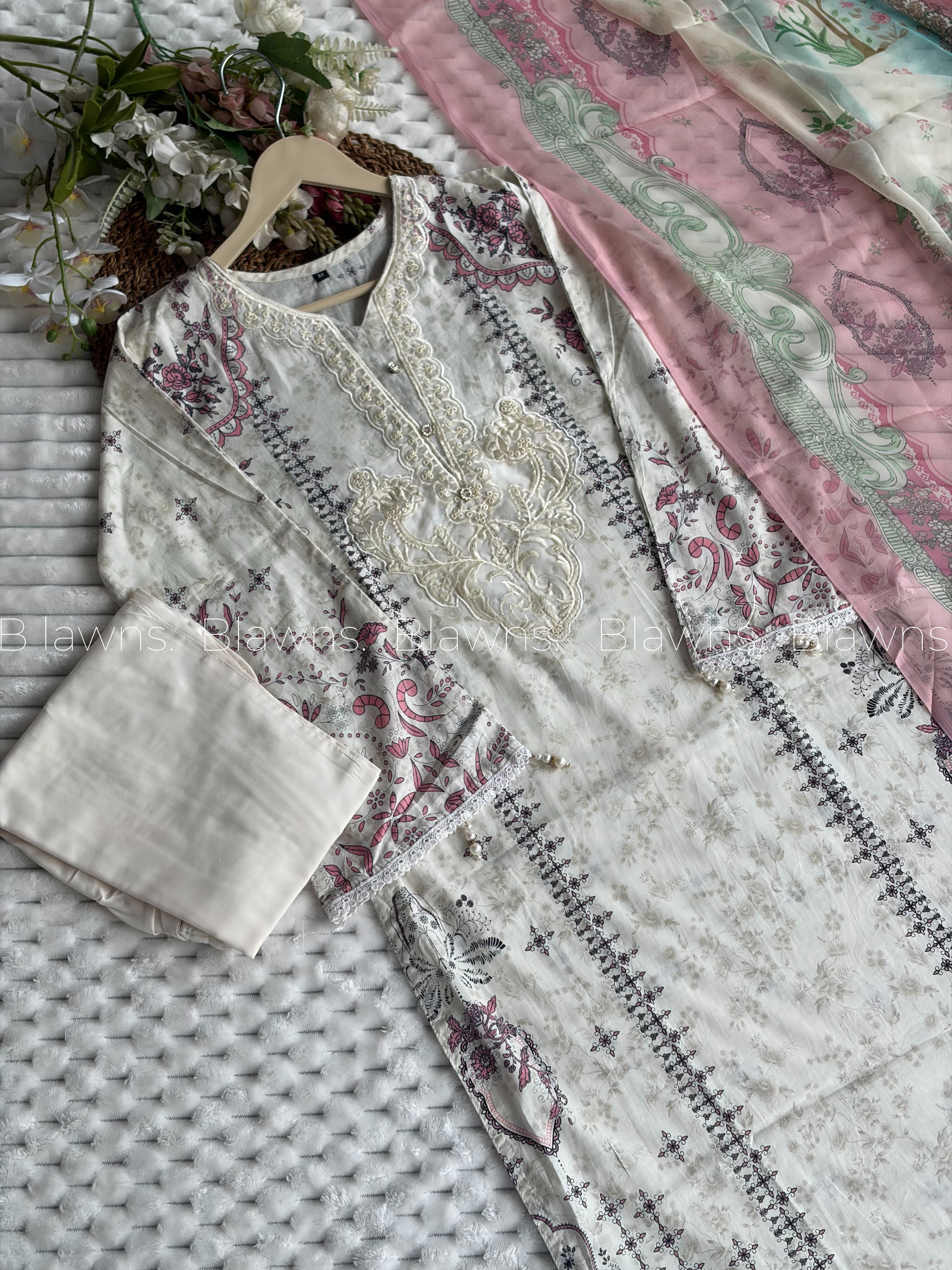 Embroidered Pakistani stitched Lawn Suit with Chiffon Dupatta BLW-