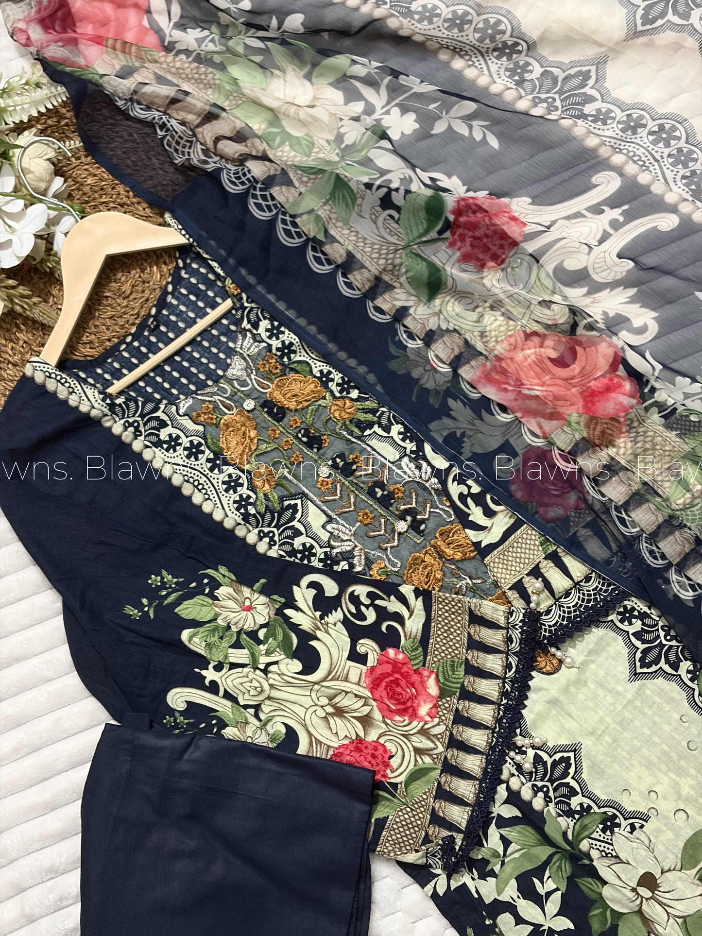 Embroidered Pakistani stitched Lawn Suit with Chiffon Dupatta BLW-