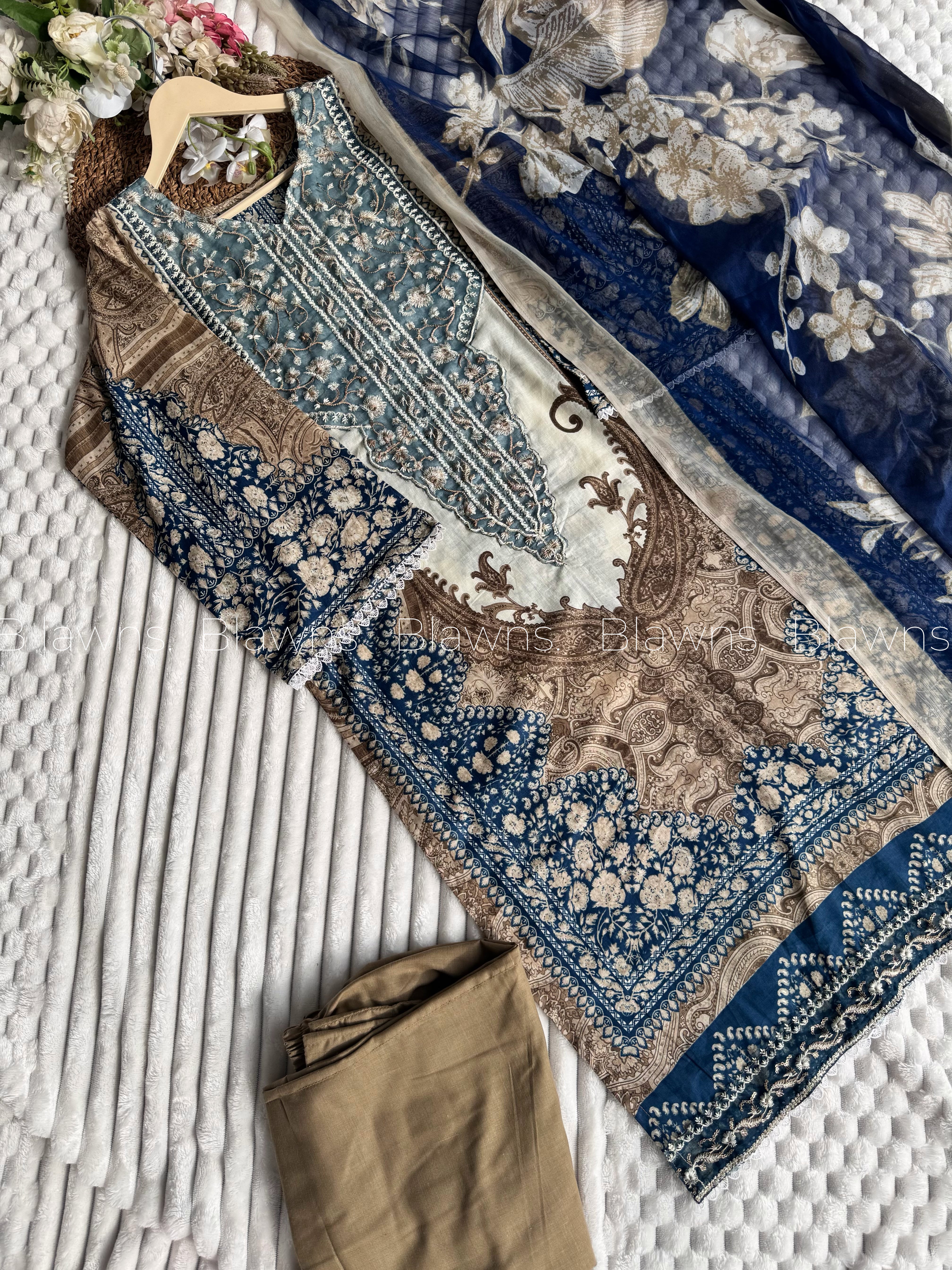 Embroidered Pakistani suits with Chiffon Dupatta – BLW-26