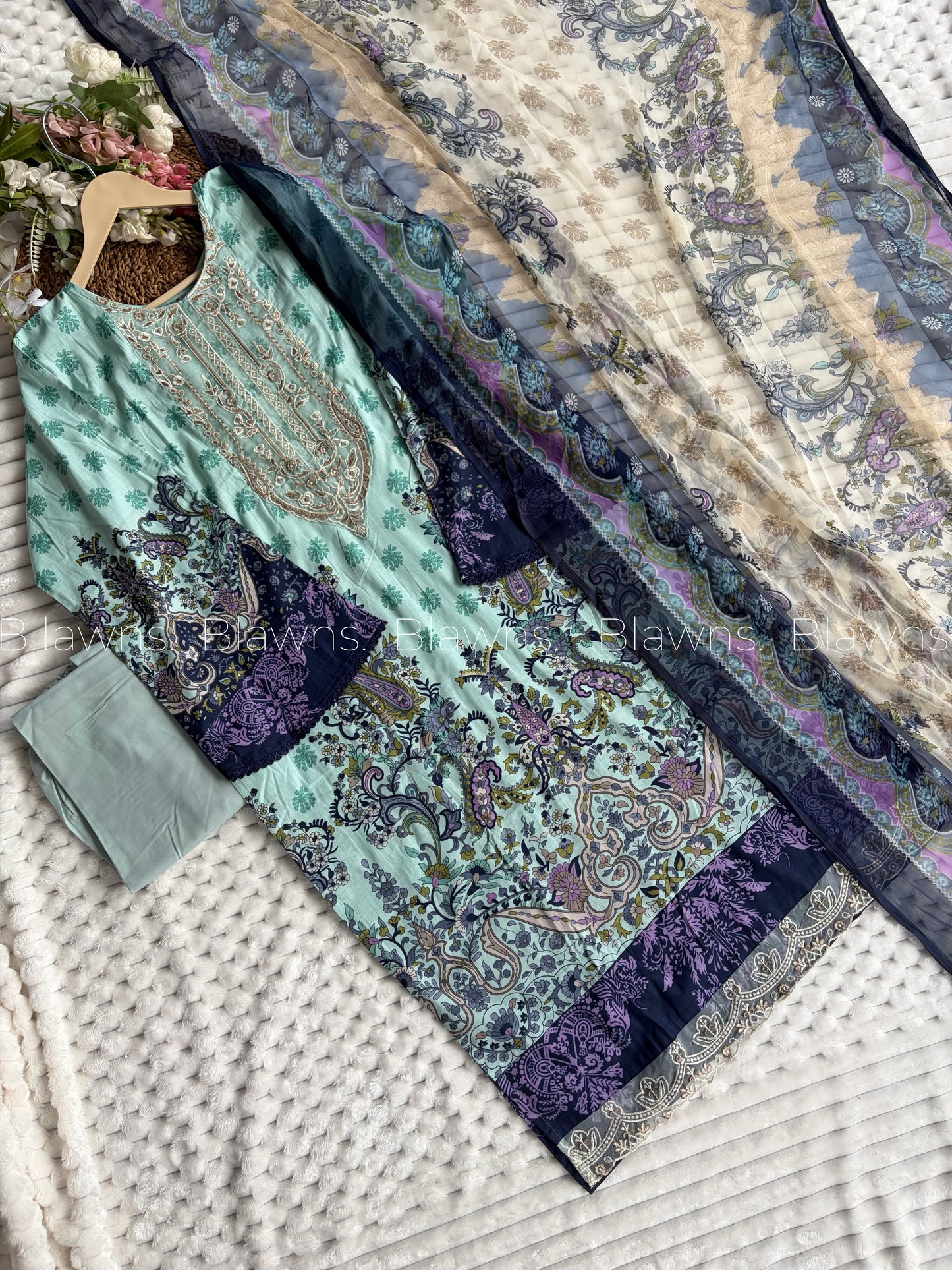 Embroidered Pakistani stitched Lawn Suit with Chiffon Dupatta BLW-