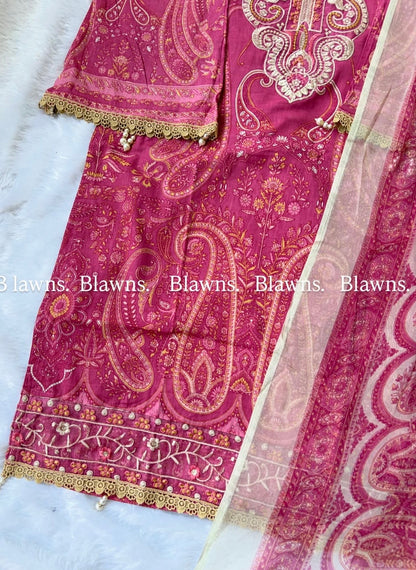 Cotton pronted stitched pakistani suit