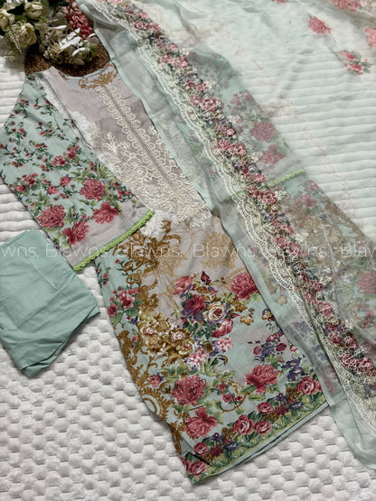 Embroidered Pakistani stitched Lawn Suit with Chiffon Dupatta BLW-