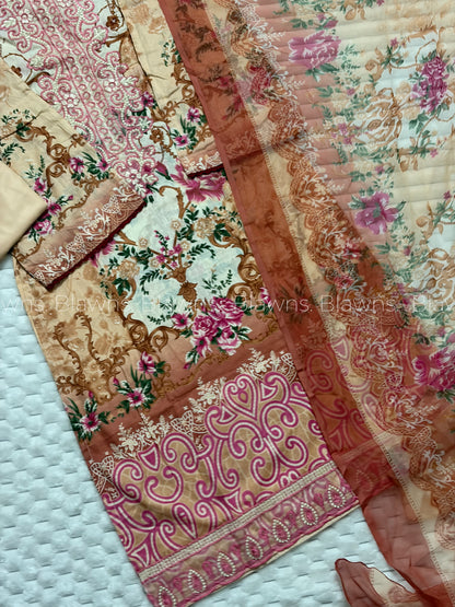 Embroidered Pakistan stitched Lawn Suit with Chiffon Dupatta BLW-