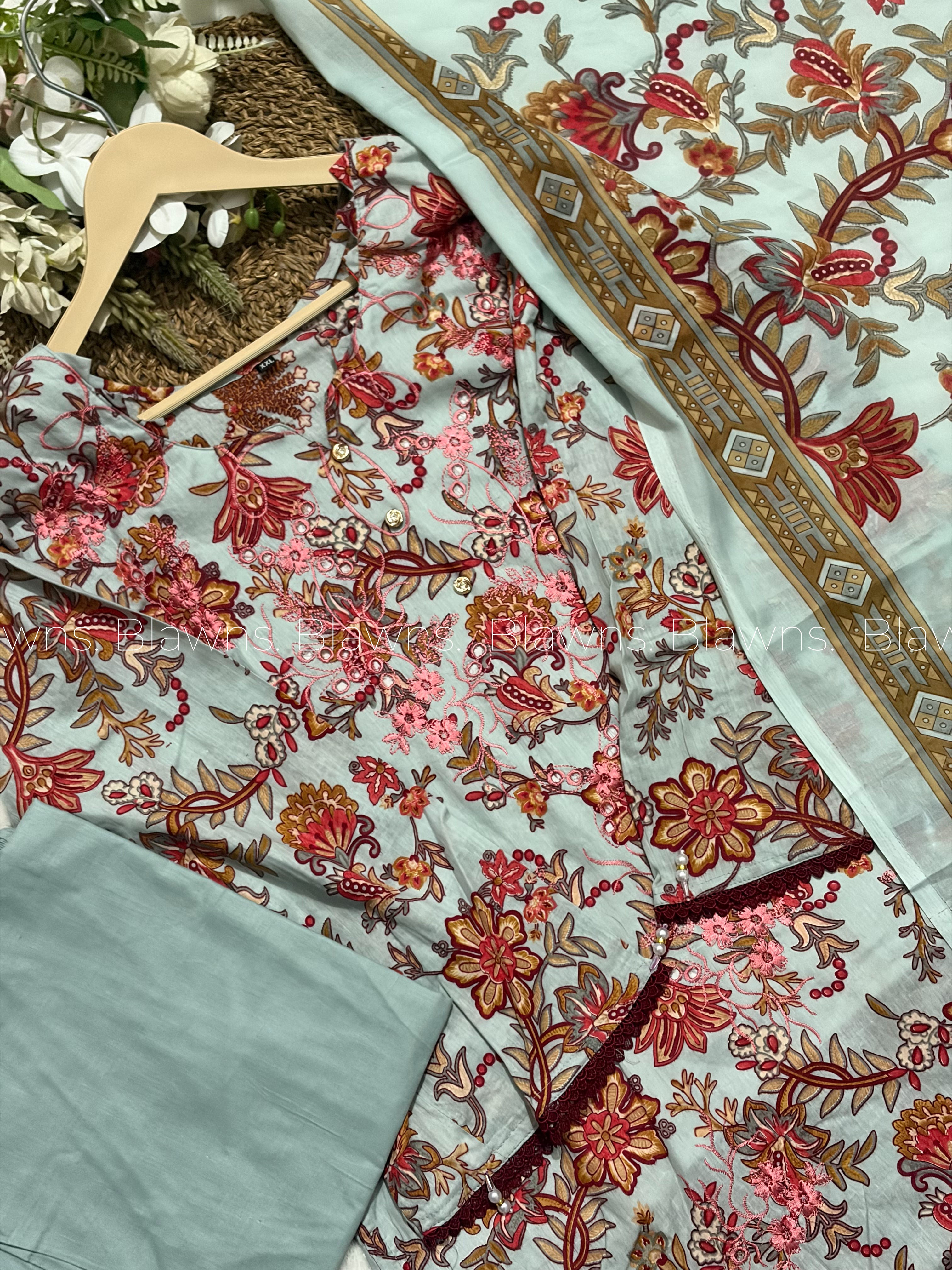 Cotton embroidered Pakistani stitched suit  set
