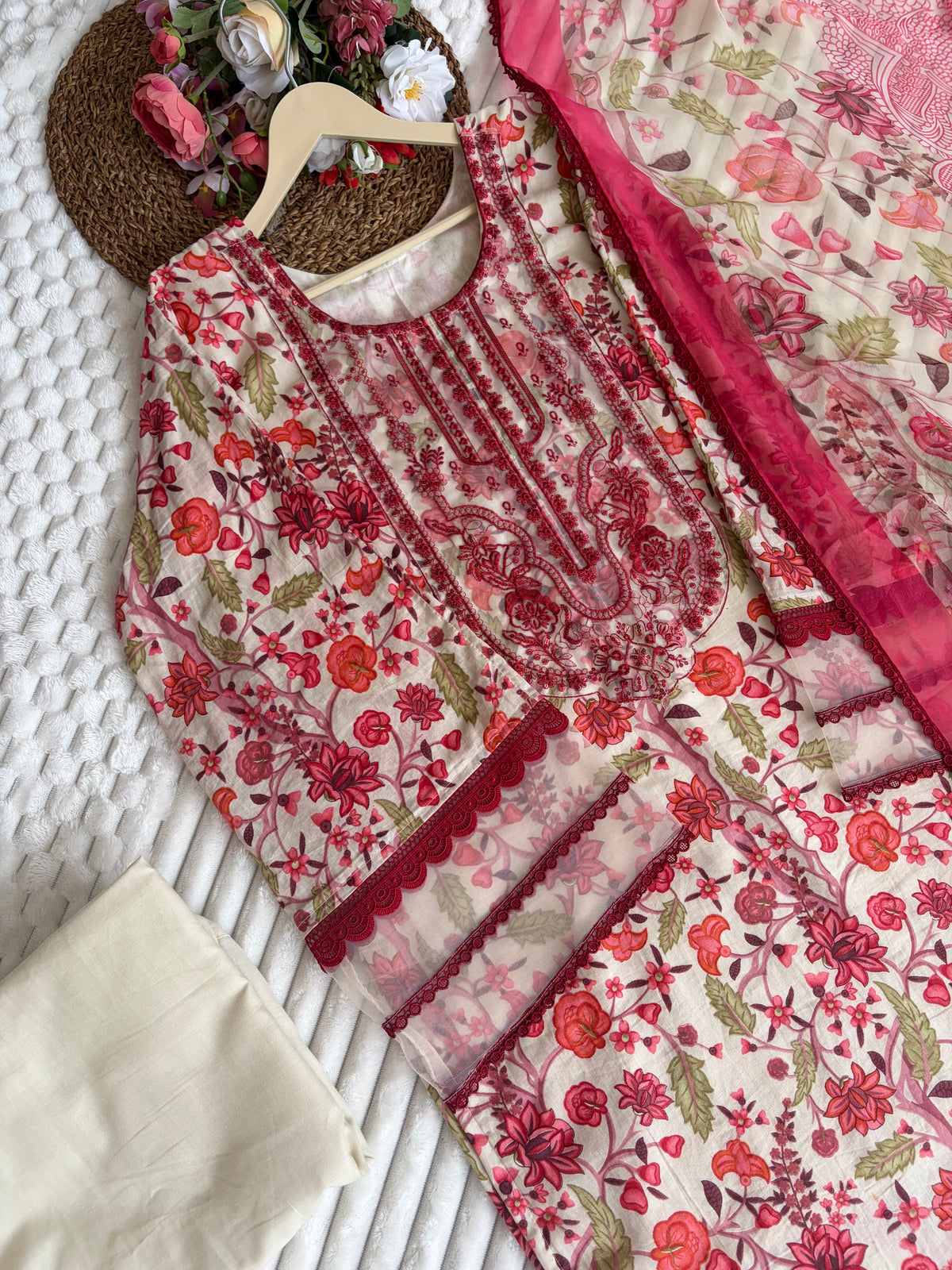 Cotton pakistani with organza details