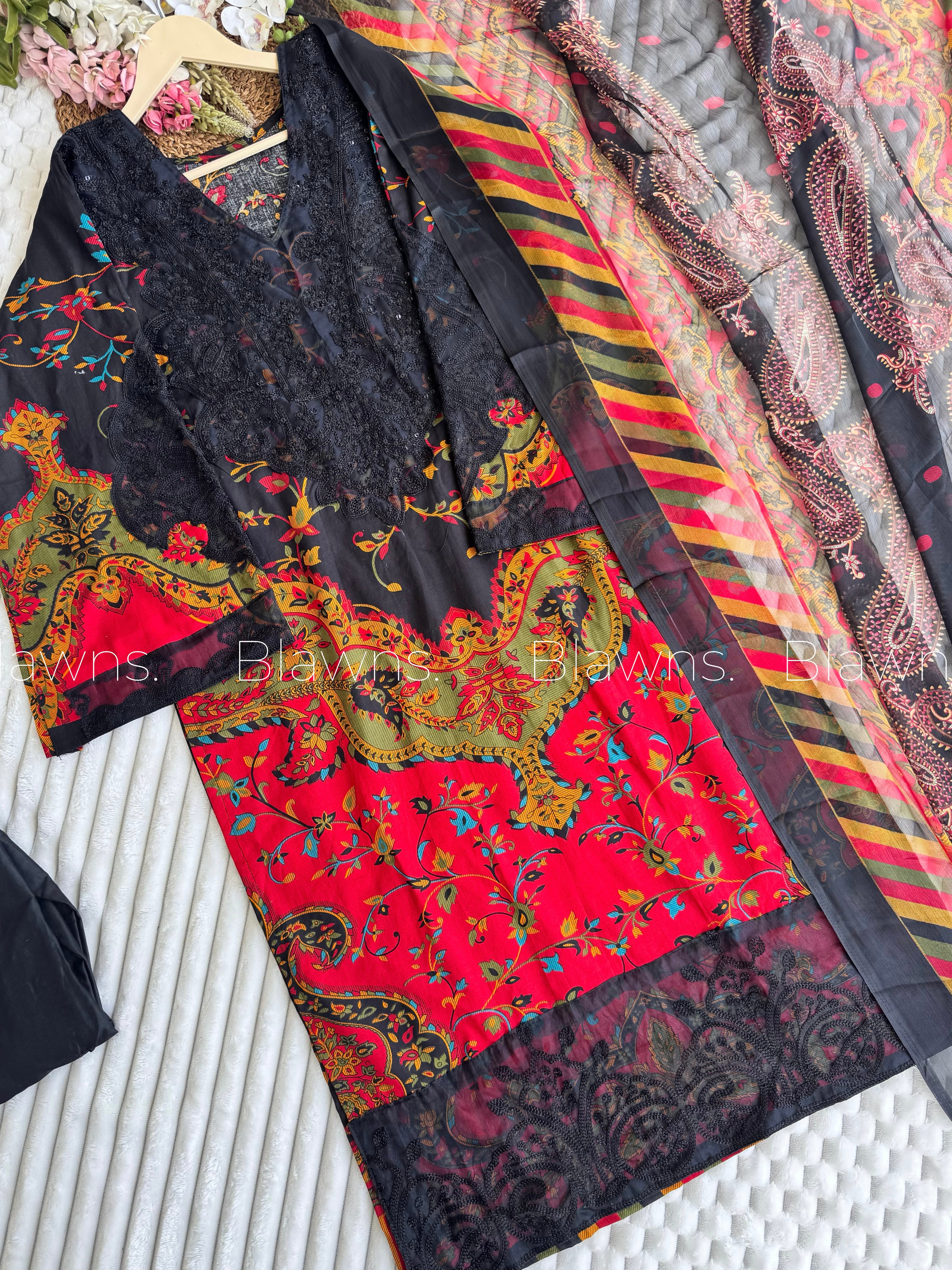 Embroidered Pakistani  Suit with Chiffon Dupatta Blw-111