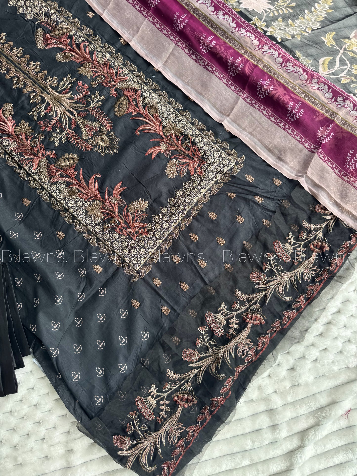 Embroidered unstitched suit set