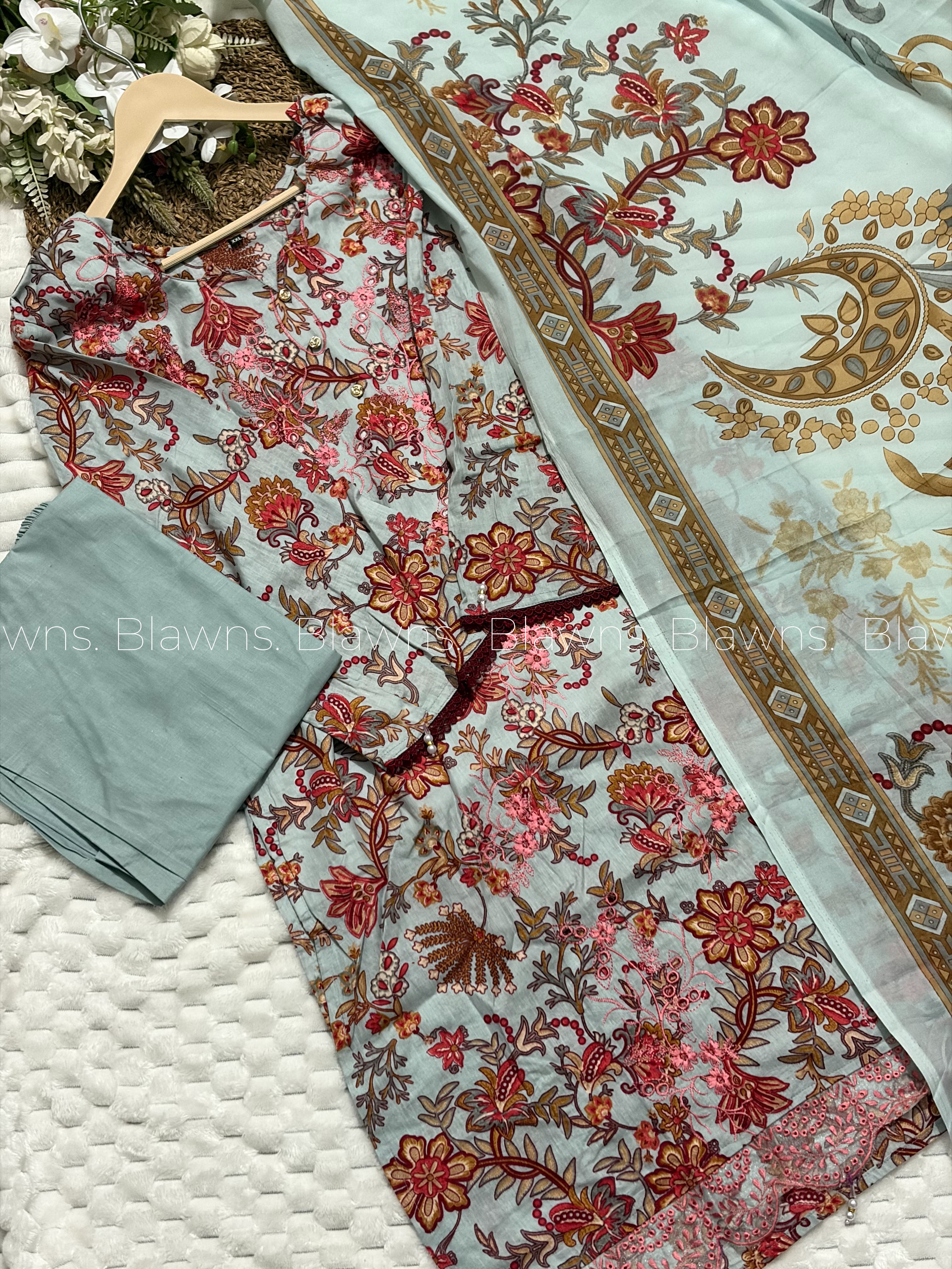 Cotton embroidered Pakistani stitched suit  set