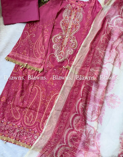 Cotton pronted stitched pakistani suit