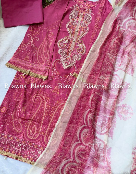 Cotton pronted stitched pakistani suit