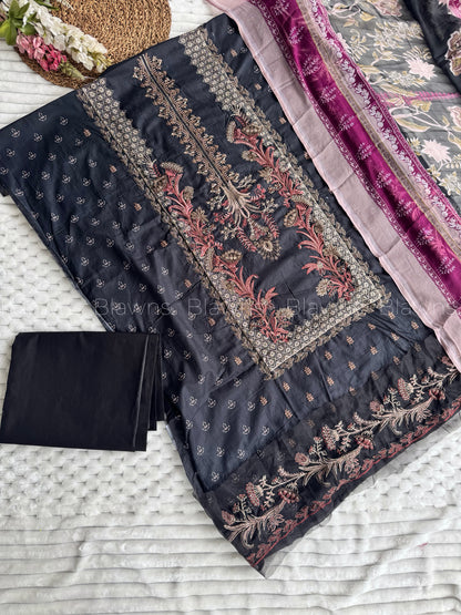Embroidered unstitched suit set