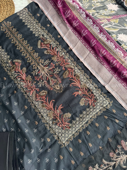 Embroidered unstitched suit set