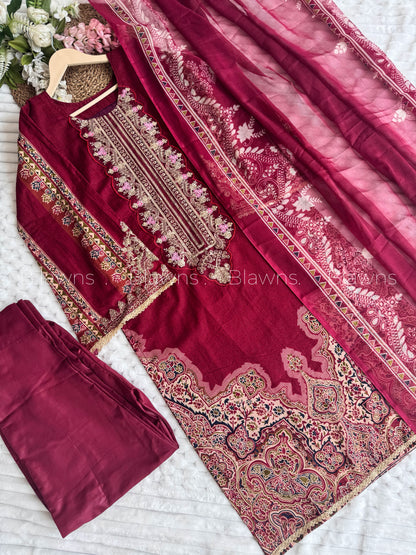 Embroidery pakistani stitched suit – BLW-87 sale