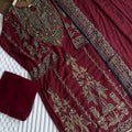 New maroon muslin pakistani suit