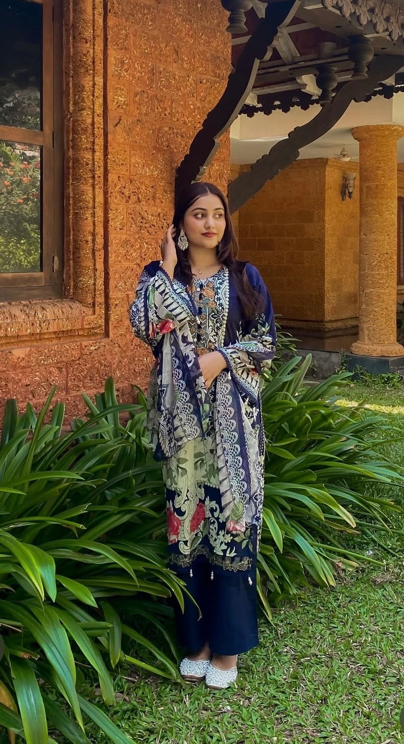 Embroidered Pakistani stitched Lawn Suit with Chiffon Dupatta BLW-