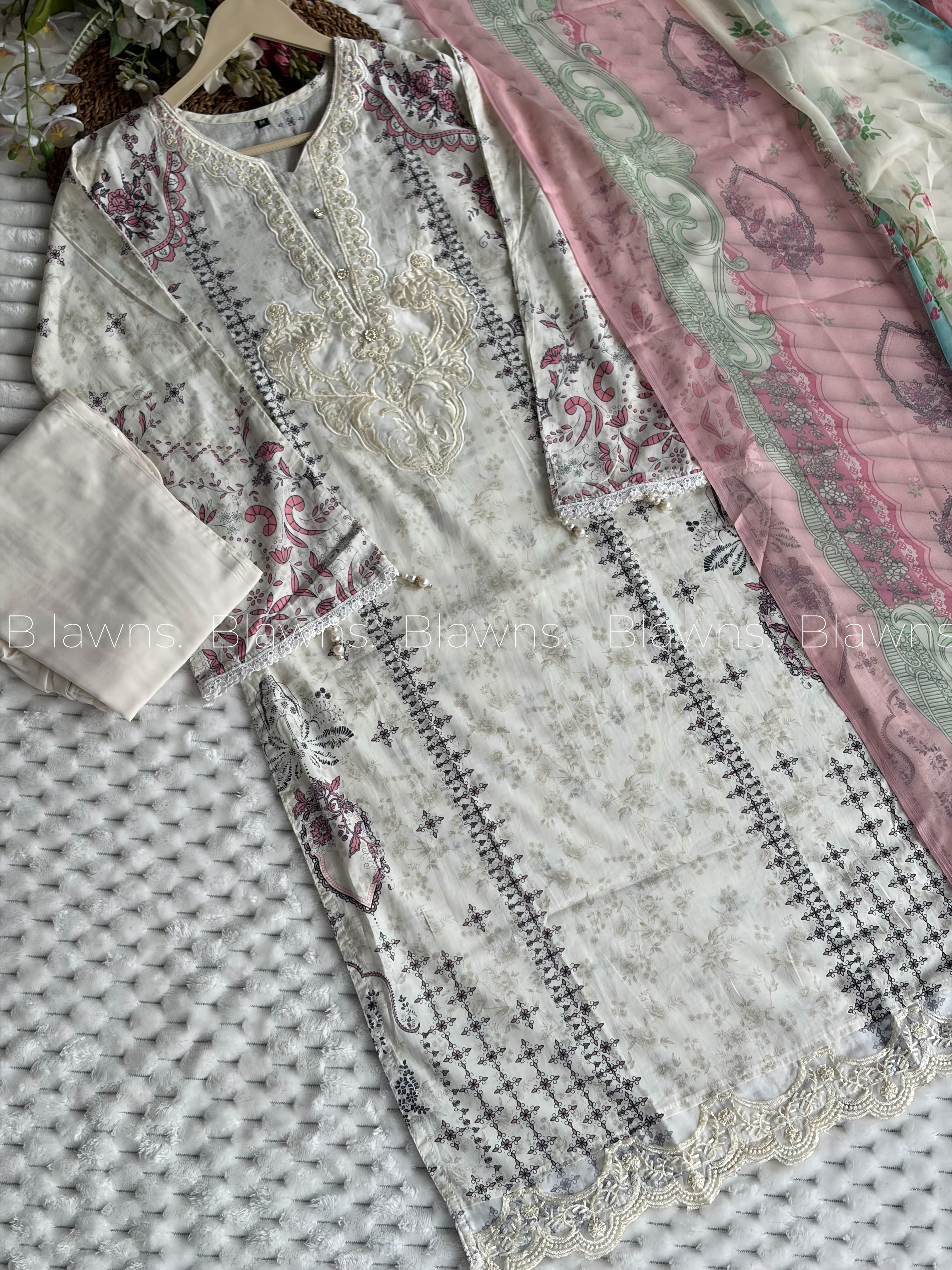 Embroidered Pakistani stitched Lawn Suit with Chiffon Dupatta BLW-