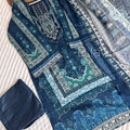 Readymade Pakistani suit with cotton top and chiffon dupatta - BLW-139