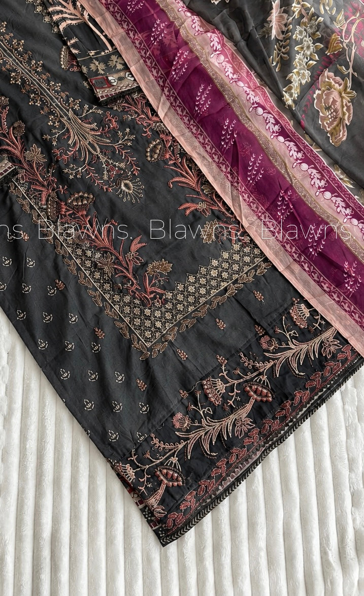 Embroidered pakistani stitched suit set