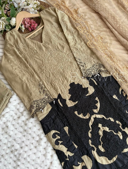 Cotton chikankari embroidered suit set