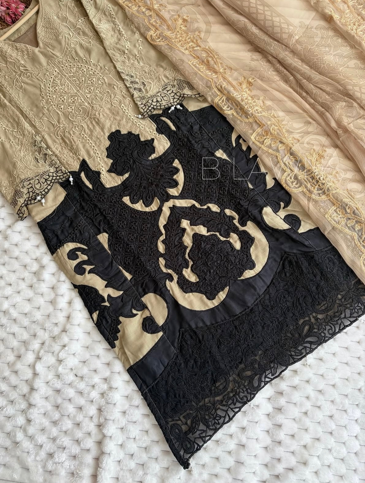 Cotton chikankari embroidered suit set