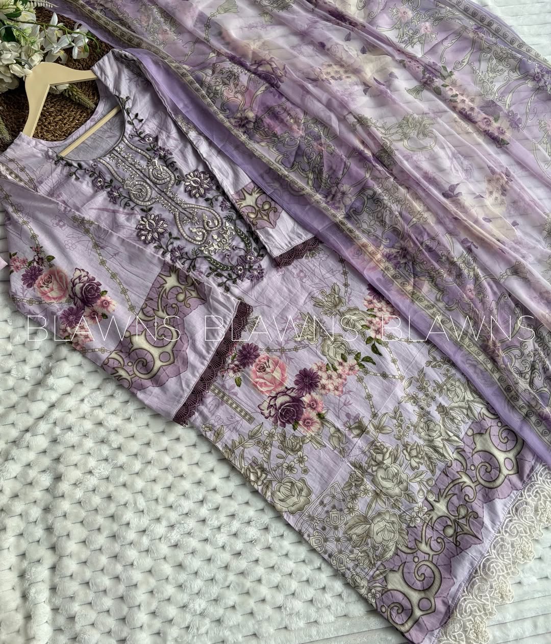 Cotton printed Pakistani stitched suit set with lining