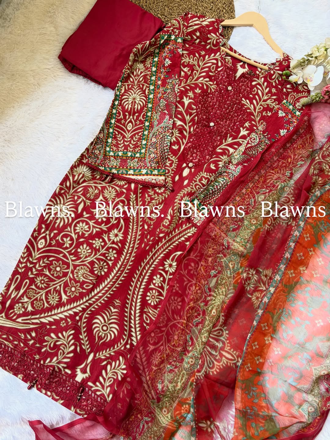 Cotton printed pakistani stitched suit with lining