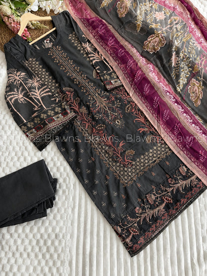 Embroidered pakistani stitched suit set