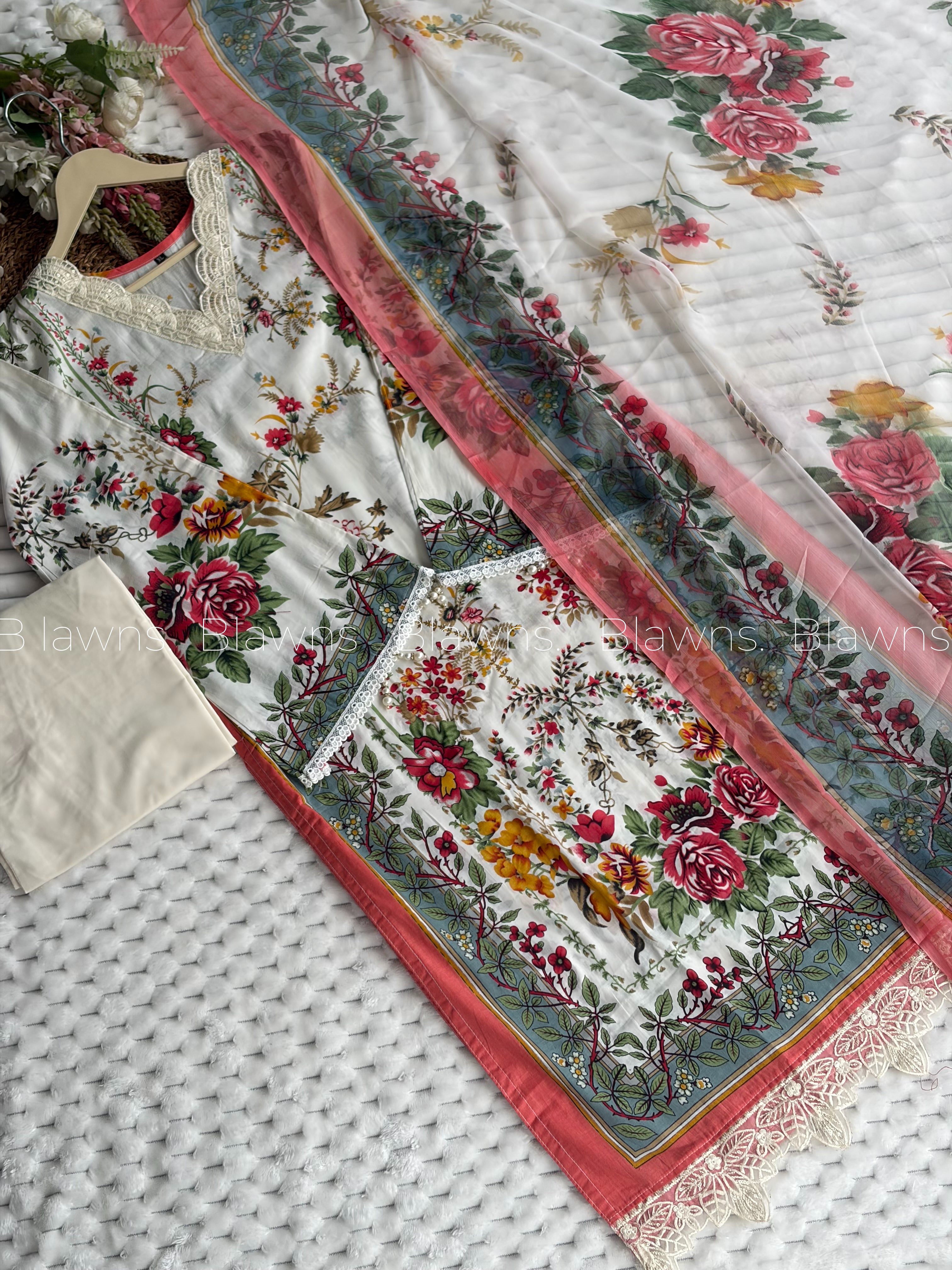 Cotton printed Pakistani stitched  suit with lining