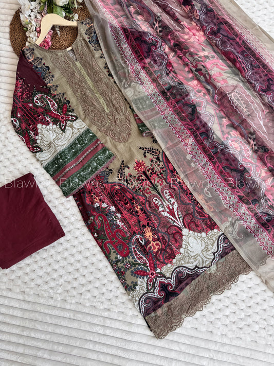 Cotton embroidery printed suit set